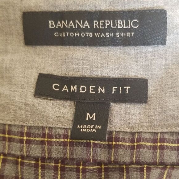 Banana Republic Grey Shirt, Burg/Yellow Plaid - Picture 7 of 8